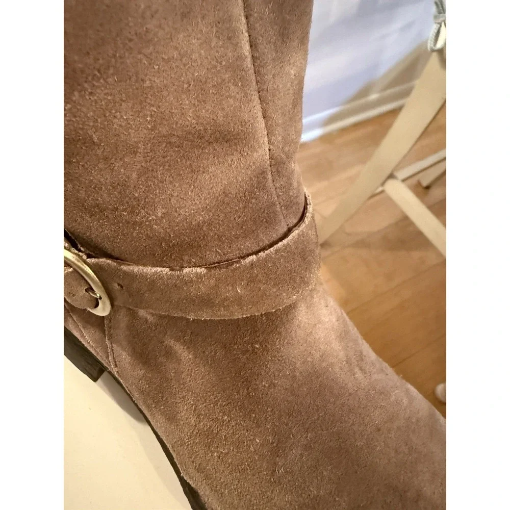 Born Shoes Womens Size 8.5 Brown Suede Syd Buckle Strap Ankle Boots‎ Plaid Lined